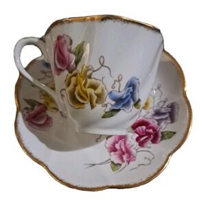 Salisbury Sweet Pea‎ Tea Cup&Saucer Set England Perfect Free Shipping